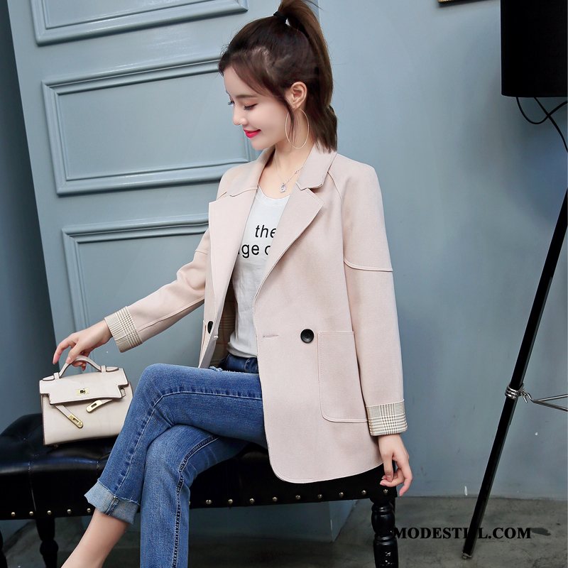 Dames Blazer Kopen Pak Herfst Kort Vrouwen Casual Roze