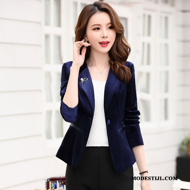 Dames Blazer Online 2019 Werk Mode Mini Elegante Rode Wijn