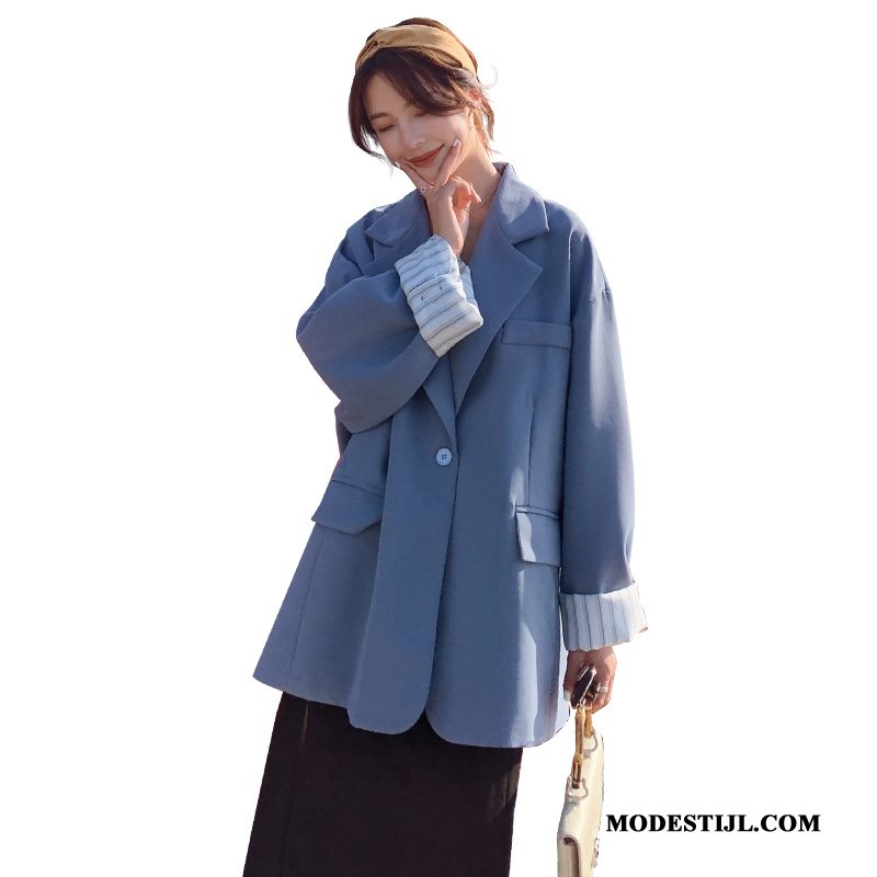 Dames Blazer Online Streep 2019 Vrouwen Losse Mooi Blauw