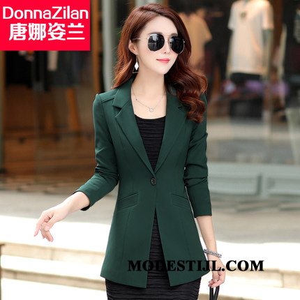 Dames Blazer Online Trend Lang Vrouwen Voorjaar Dunne Wit Groen