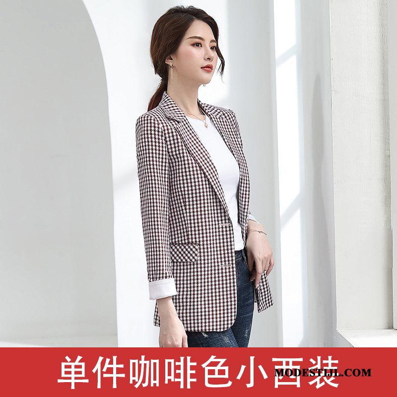 Dames Blazer Sale Vintage Elegante 2019 Herfst Pak Bruine Rood Zwart