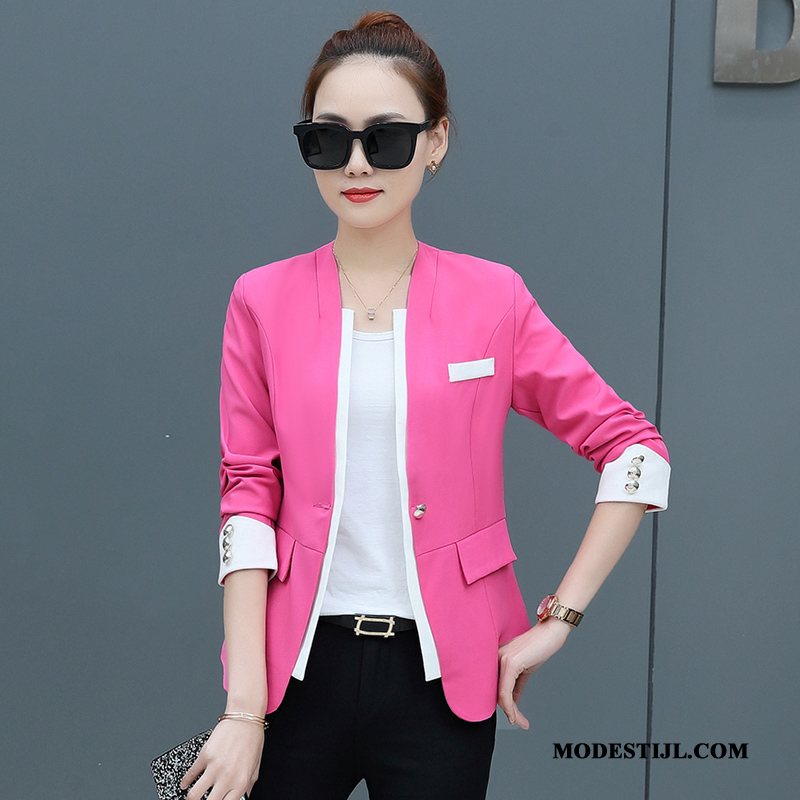 Dames Blazer Sale Vrouwen Casual Pak Jasje Vet Nieuw Roze Rood