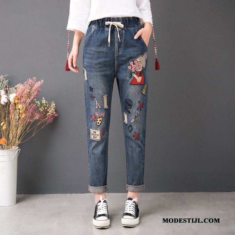 Dames Broeken Kopen Elastiek Hoge Taille Vrouwen Spijkerbroek Jeans Grote Maten Blauw