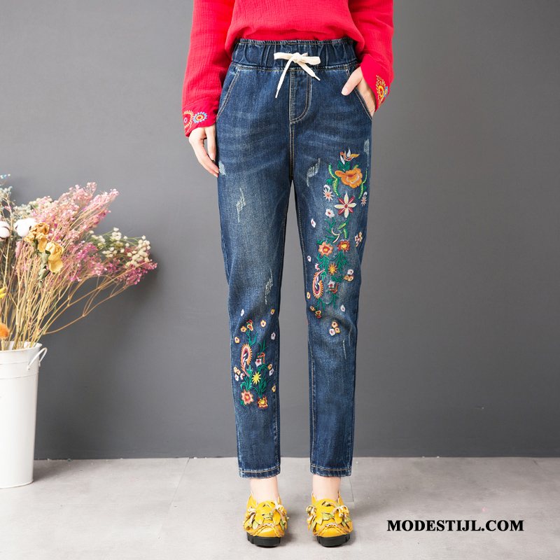 Dames Broeken Kopen Elastiek Hoge Taille Vrouwen Spijkerbroek Jeans Grote Maten Blauw