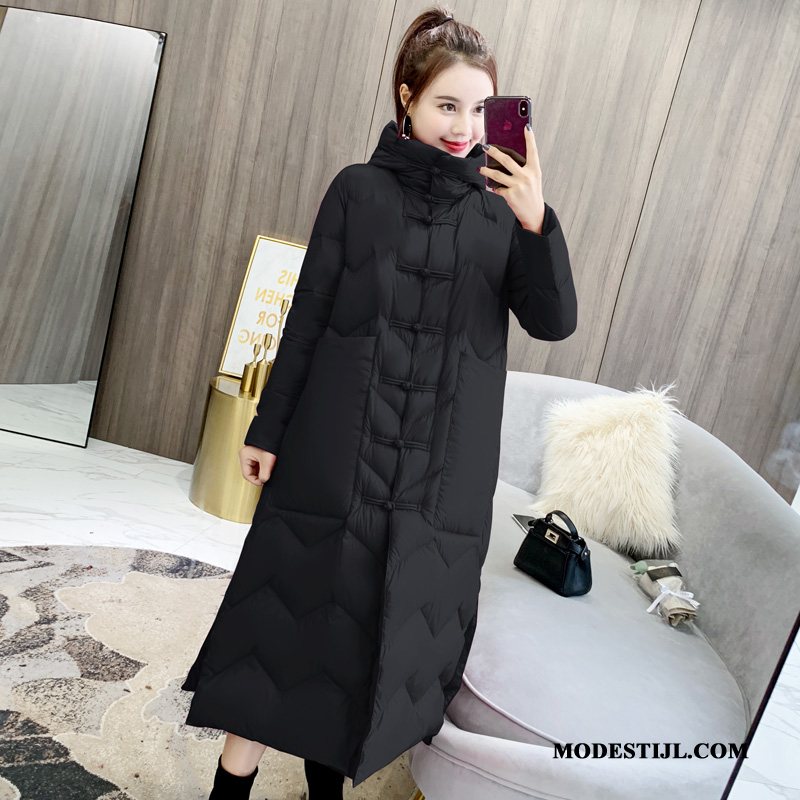 Dames Donsjassen Online Chinese Stijl Donsjack Mode 2019 Hoge Kraag Zwart