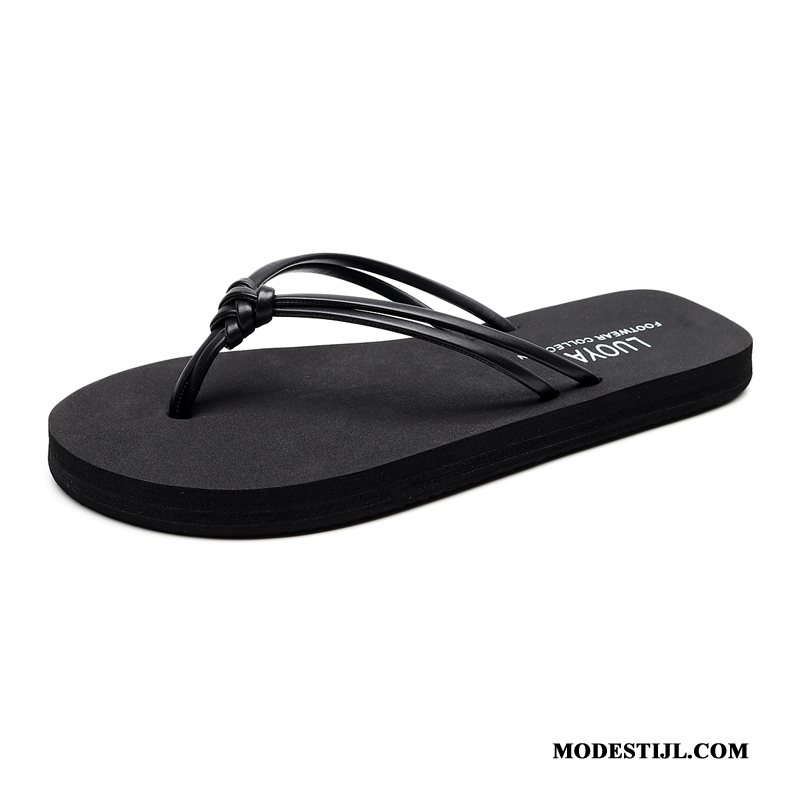 Dames Flip Flops Aanbiedingen Strand Mode Plat Bovenkleding Schoenen Zandkleur Rood Zwart