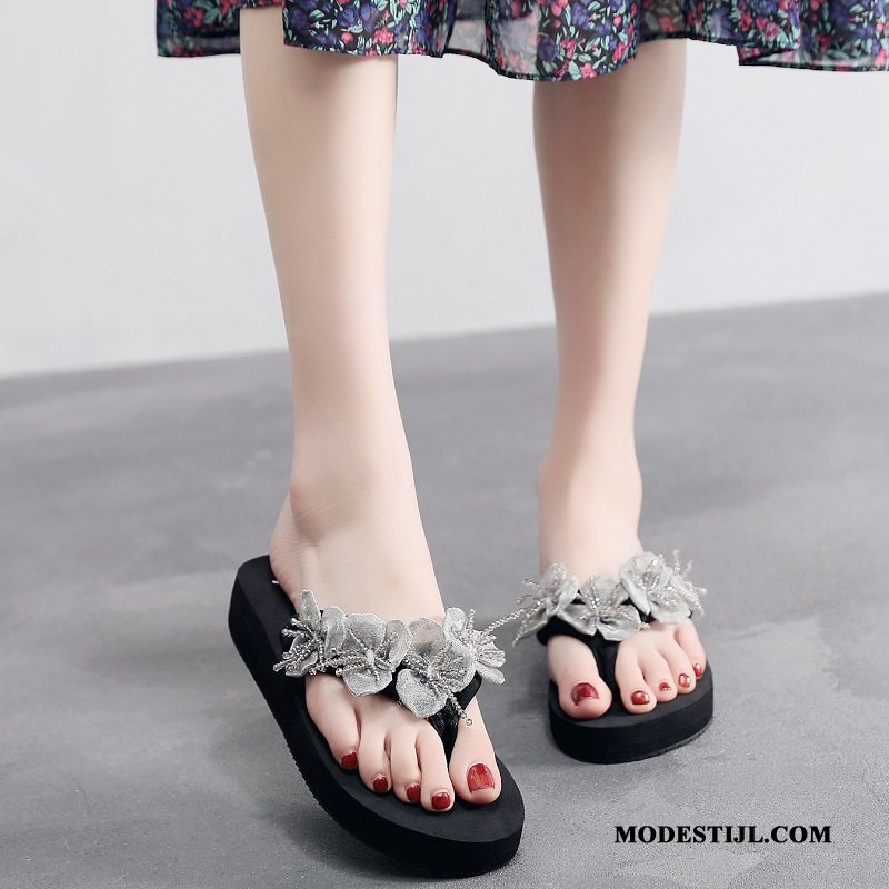Dames Flip Flops Online Mode Bovenkleding Sleehak Zomer Strand Zandkleur Wit