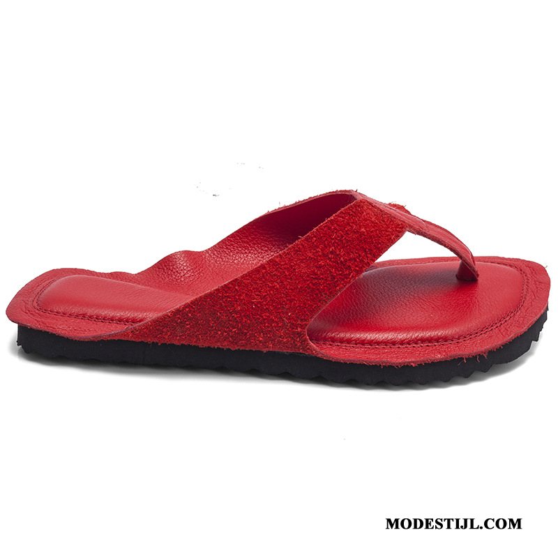 Dames Flip Flops Sale Leer Zomer Pantoffels Vrouw Schoenen Zandkleur Zwart