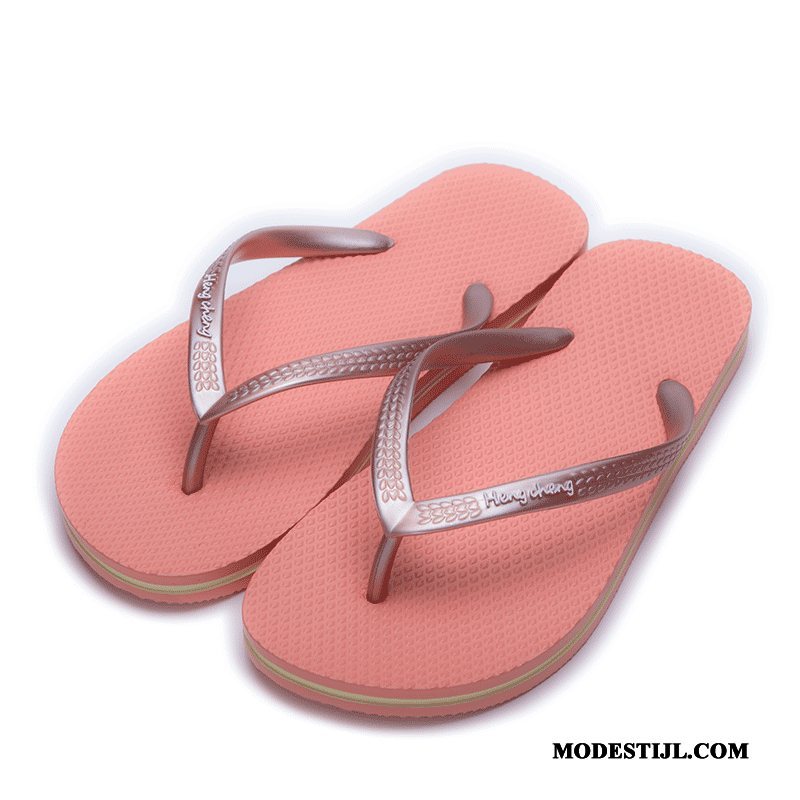 Dames Flip Flops Sale Pantoffels Plat Vrouw Badkamer Bovenkleding Roze Rood Zandkleur