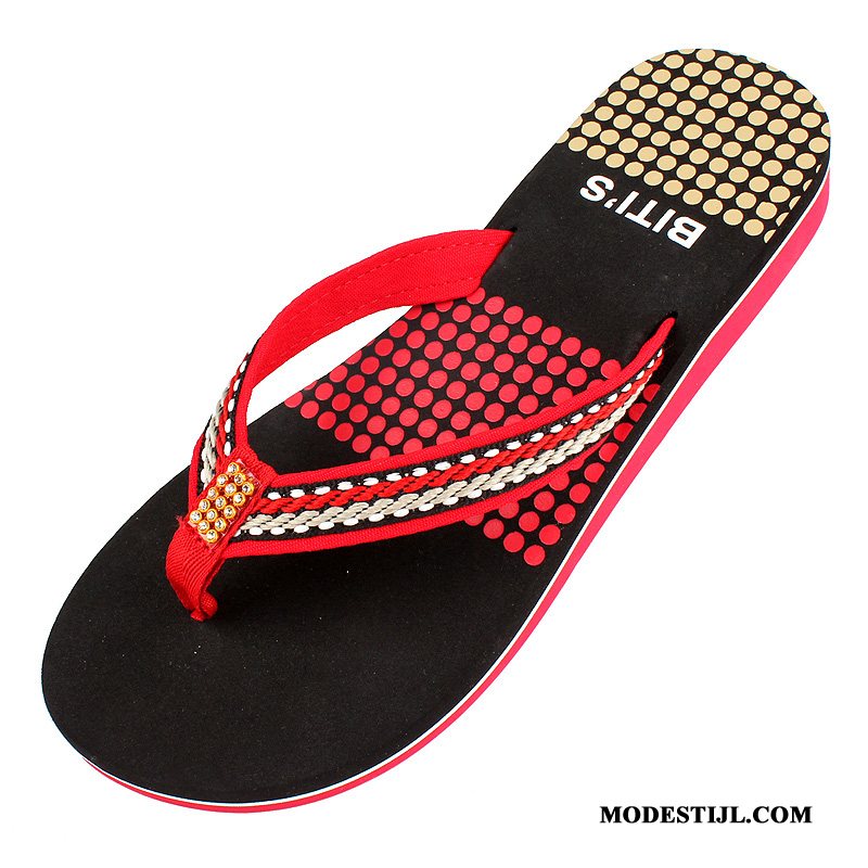 Dames Flip Flops Sale Vrouw Plat Vrouwen Zomer Pantoffels Zandkleur Rood