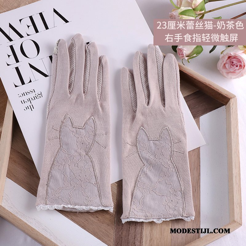 Dames Handschoenen Goedkoop Dun Van Katoen Ademend Voorjaar Antislip Paars Grijs