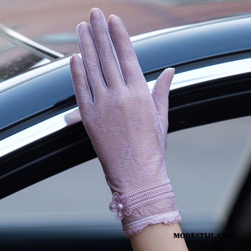 Dames Handschoenen Kopen Zonnebrandcrème Voorjaar Dun Autorijden Antislip Roze