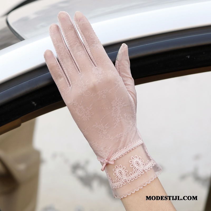 Dames Handschoenen Kopen Zonnebrandcrème Voorjaar Dun Autorijden Antislip Roze