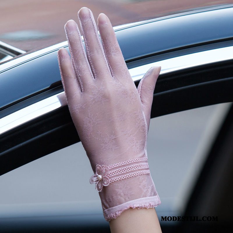Dames Handschoenen Kopen Zonnebrandcrème Voorjaar Dun Autorijden Antislip Roze
