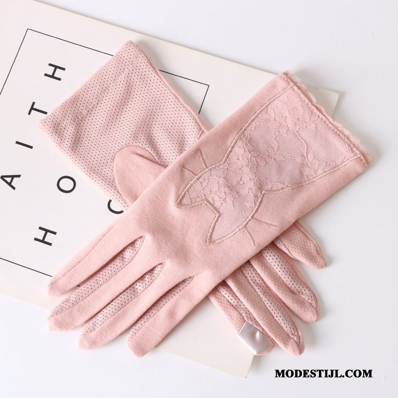 Dames Handschoenen Korting Touchscreen Zomer Dun Autorijden Antislip Purper Roze