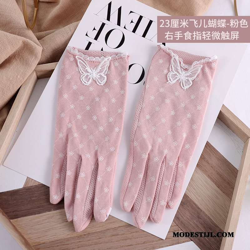 Dames Handschoenen Online Autorijden Paardrijden Van Katoen Zon Zonnebrandcrème Paars Roze