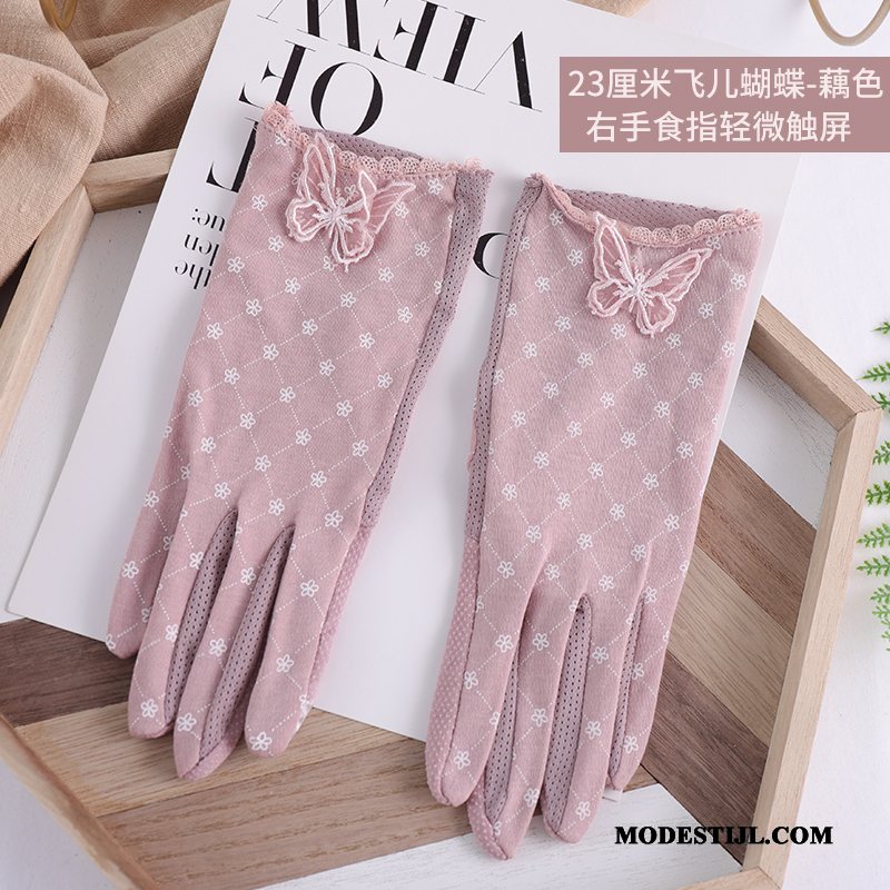Dames Handschoenen Online Autorijden Paardrijden Van Katoen Zon Zonnebrandcrème Paars Roze