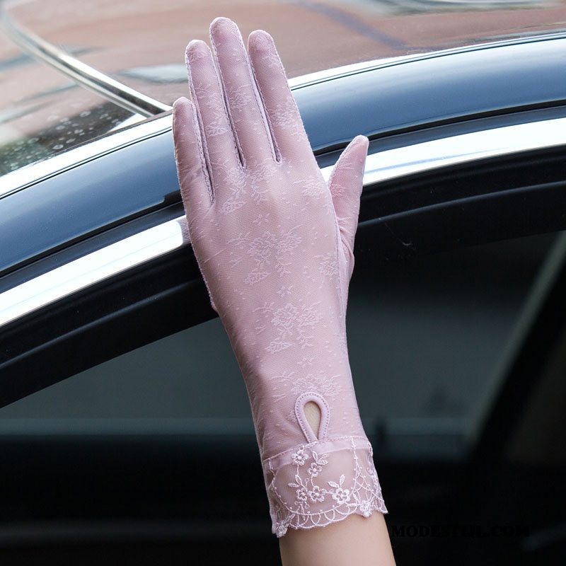 Dames Handschoenen Sale Lange Zomer Touchscreen Dun Korte Roze