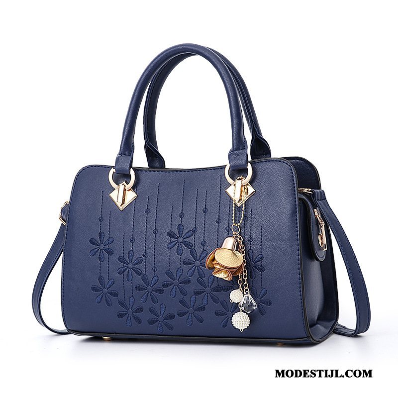 Dames Handtas Korting Nieuw Mode Messenger Tas Trend Middelbare Leeftijd Marineblauw