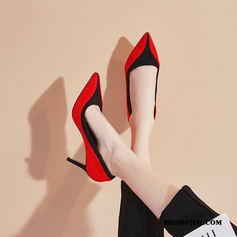 Dames Hoge Hakken Kopen 2019 Dunne Schoenen Werk Vrouwen Gemengde Kleuren Kaki Rood