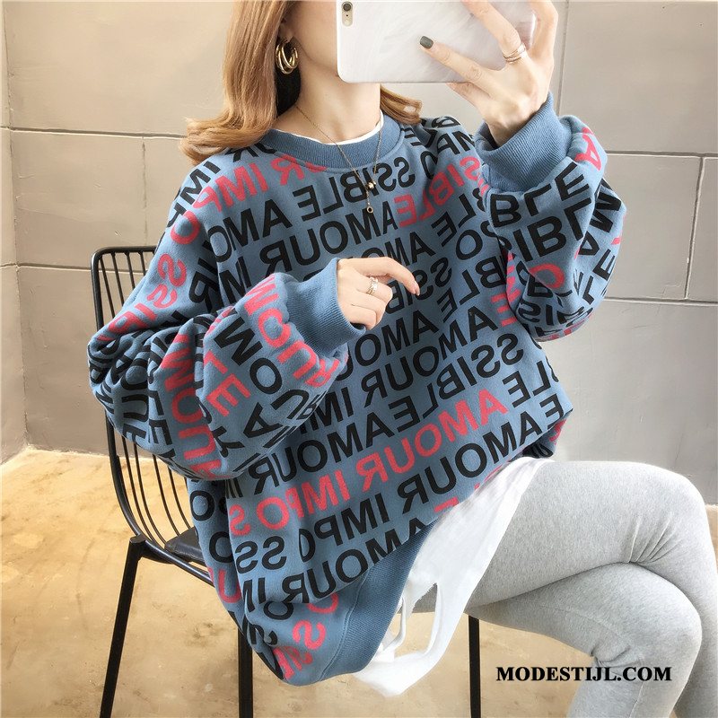 Dames Hoodies Goedkoop Herfst Super Vrouwen Dikke Jasje Blauw