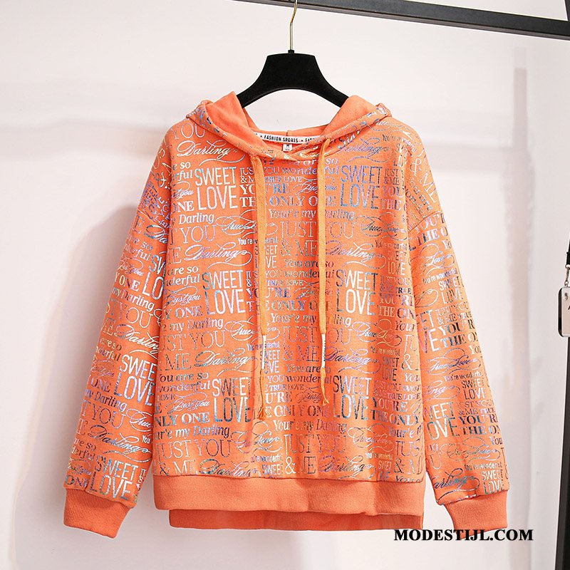 Dames Hoodies Korting Voorjaar Jasje Nieuw Vrouwen Herfst Oranje Roze Oranje Oranje