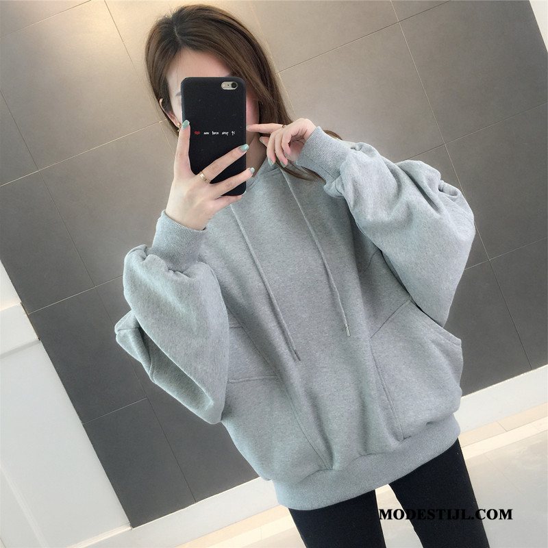 Dames Hoodies Online Losse Mouw Vleermuizen Vrouwen Pullover Effen Kleur Roze