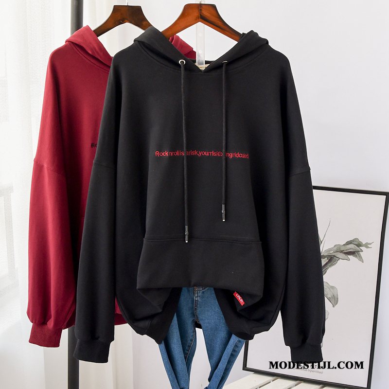 Dames Hoodies Online Nieuw Dunne Katoen Losse Lange Mouwen Wit