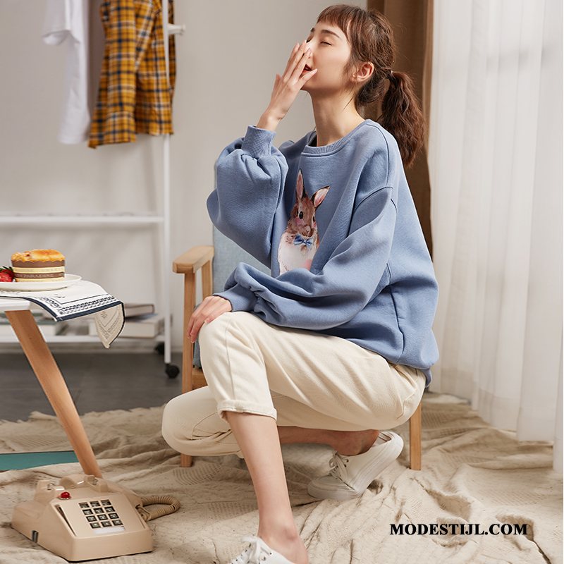 Dames Hoodies Sale Trend Ronde Hals Losse Vrouwen Pullover Roze Grijs