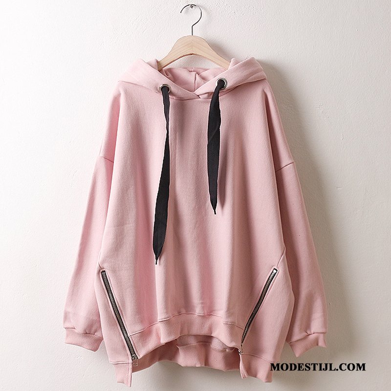 Dames Hoodies Winkel Grote Maten Jas Lange Mouwen Trend Vrouwen Roze Rood