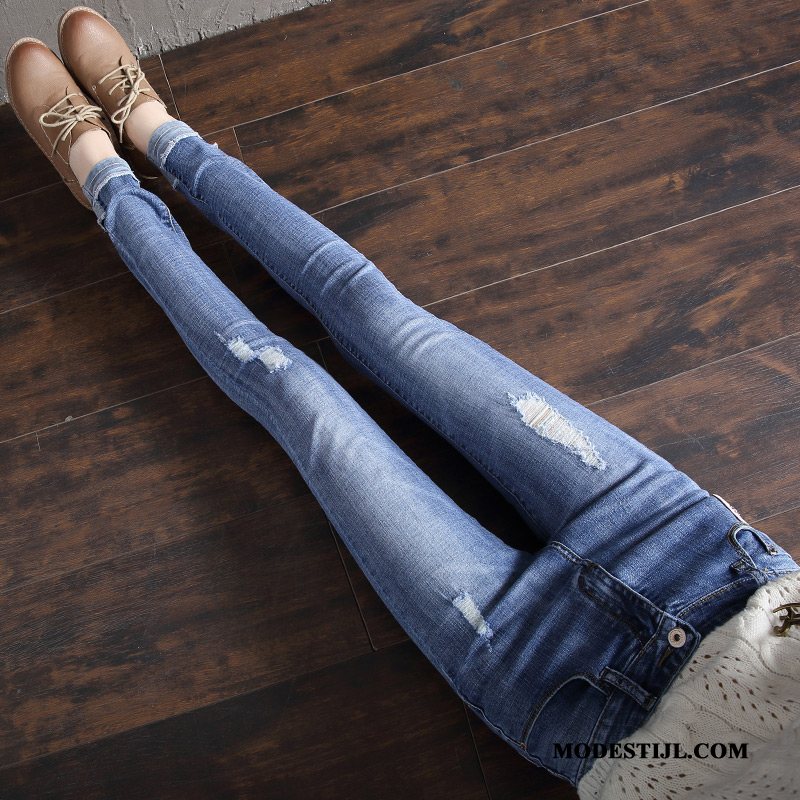 Dames Jeans Goedkoop Gaten Broek Spijkerbroek Jeans Nieuw 2019 Lichtblauw Zwart