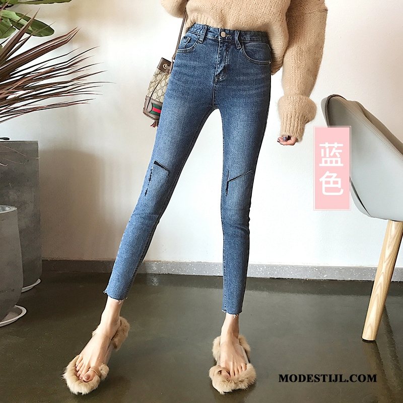 Dames Jeans Goedkoop Potlood Broek Gaten Spijkerbroek Jeans 2019 Dunne Grijs