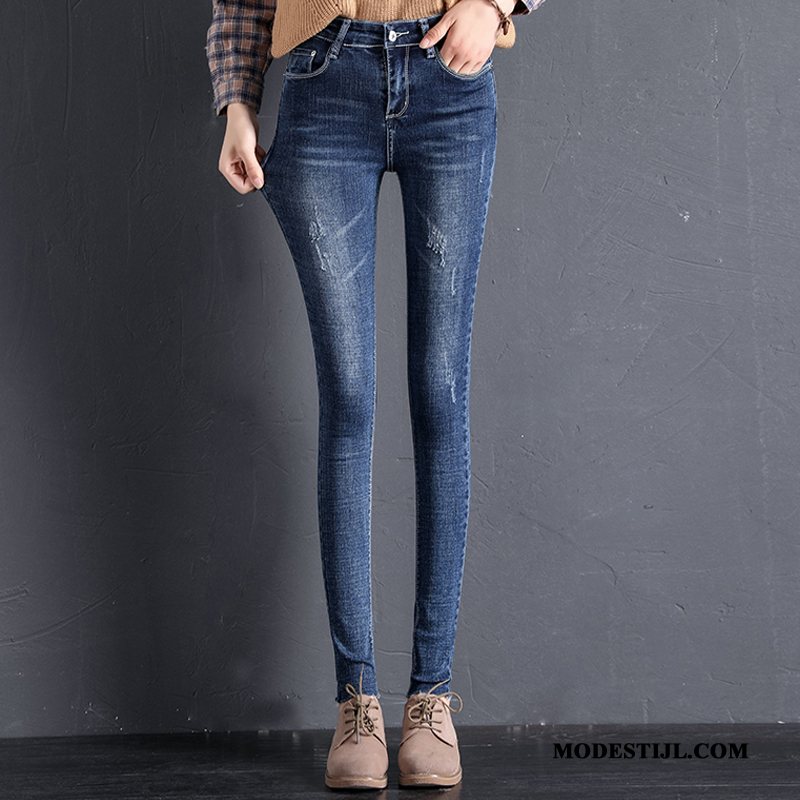 Dames Jeans Goedkoop Skinny Nieuw Slim Fit Dunne Herfst Donkerblauw