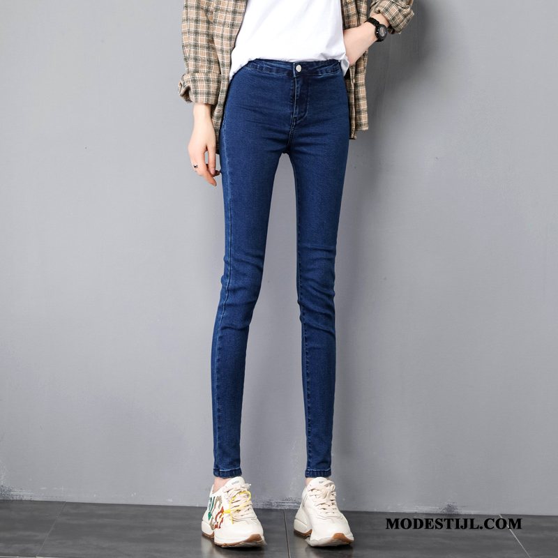 Dames Jeans Sale Elastiek Broek Dunne Spijkerbroek Jeans Student Grijs