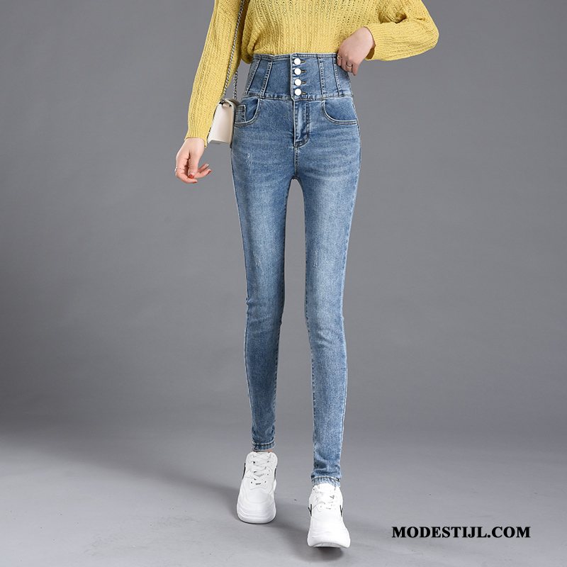 Dames Jeans Winkel Spijkerbroek Jeans Skinny Dunne Voorjaar Buik Zwart Grijs