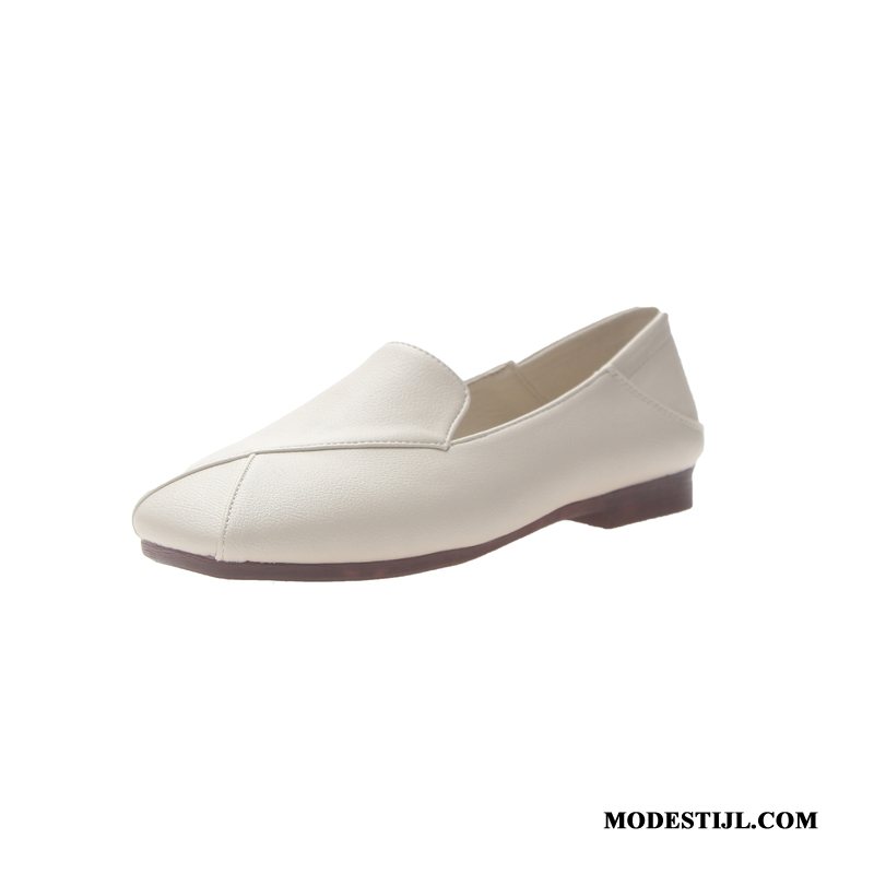 Dames Mocassins Goedkoop Pumps Antislip Plat Student Bootschoenen Wit Beige Licht