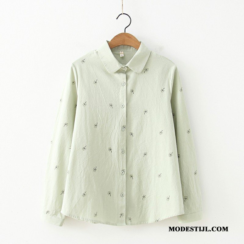Dames Overhemden Sale 2019 Taraxacum Nieuw Student Blouse Overhemd Lichtgroen