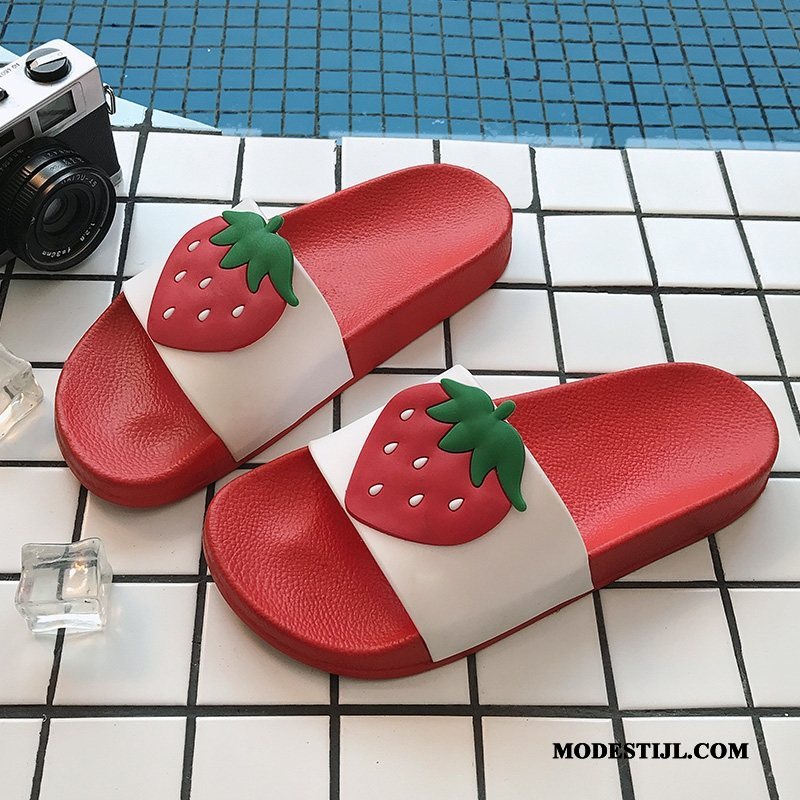 Dames Pantoffels Sale Meisje Plat Zomer Trend Spotprent Geel Rood