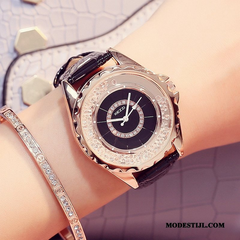 Dames Polshorloge Aanbiedingen Student Mode Quartz Horloge Riem Waterdicht Purper Zwart