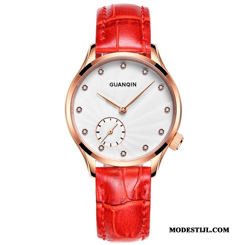 Dames Polshorloge Sale Quartz Horloge Riem Waterdicht Vrouwen Student Rood