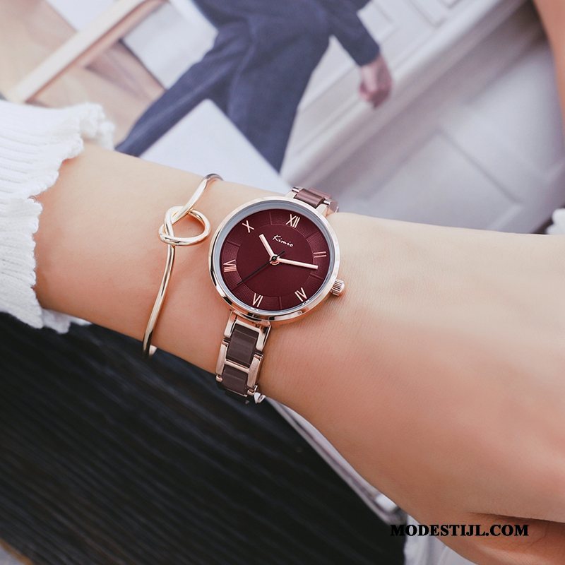 Dames Polshorloge Sale Trend Quartz Horloge Eenvoudig Student Armbanden Gouden Beige