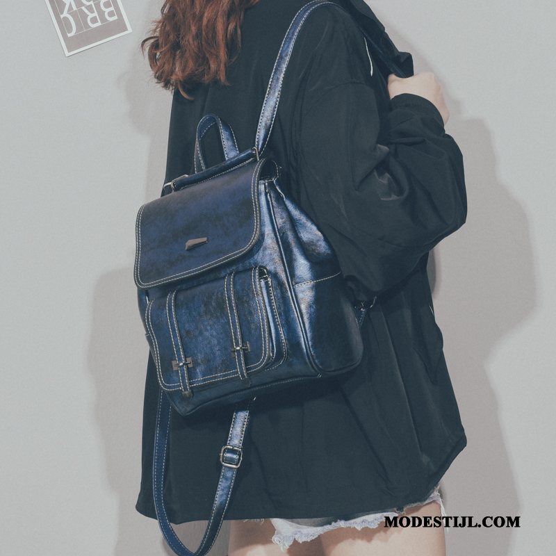 Dames Rugzak Aanbiedingen Reizen Casual Schooltas Trend Mode Blauw