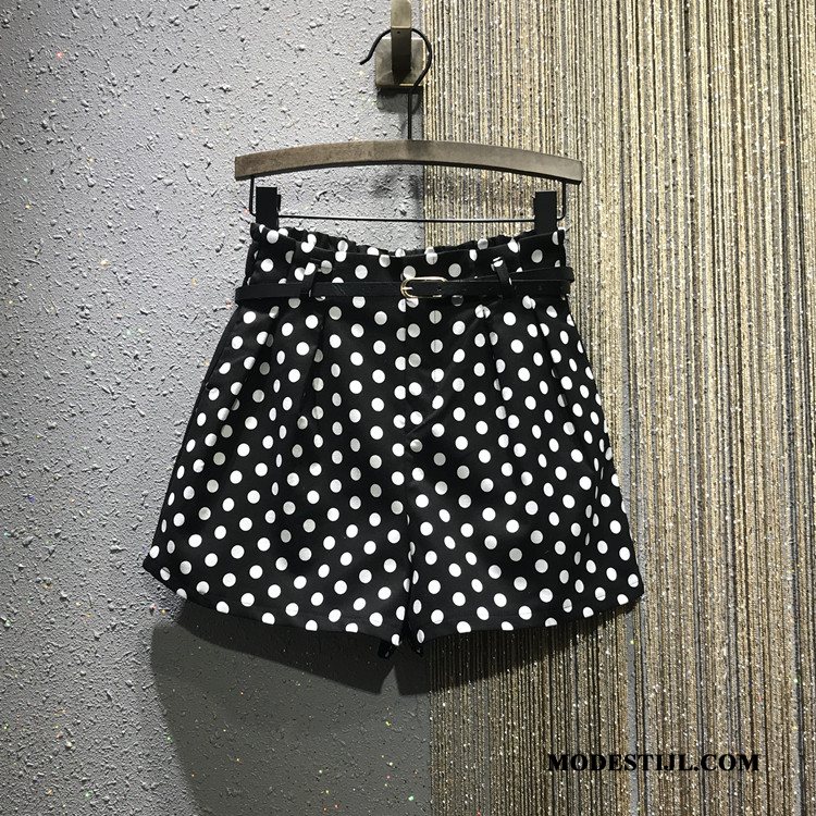 Dames Shorts Kopen Bloemen Casual Broek Nieuw Losse Voorjaar Zwart