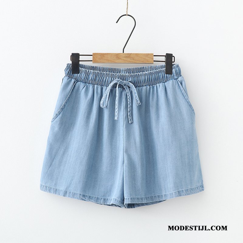 Dames Shorts Kopen Denim Vrouwen Losse Korte Broek Zijde Donkerblauw