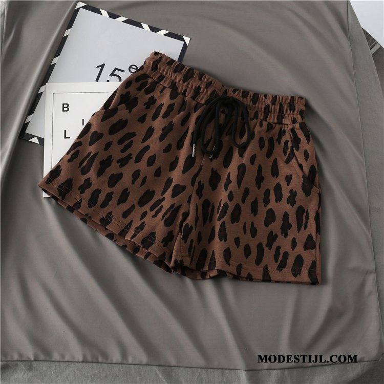 Dames Shorts Korting Luipaard Elastiek Casual Broek Zomer Losse Geel