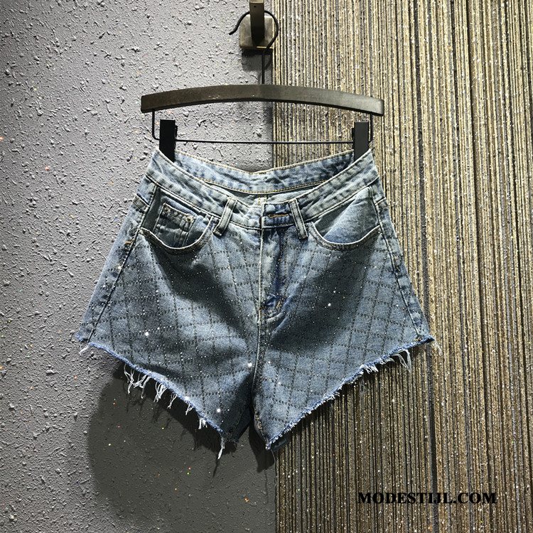 Dames Shorts Online Denim Hete Broek Dunne Korte Broek Pailletten Grijs