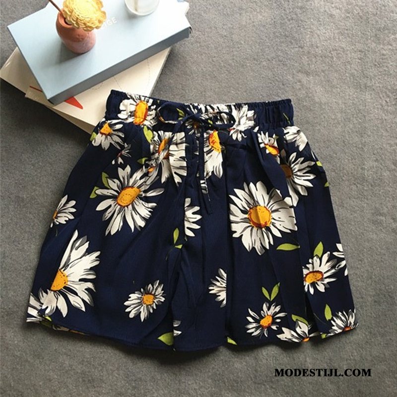 Dames Shorts Online Hoge Taille Casual Chiffon Dunne 2019 Legergroene Zandkleur