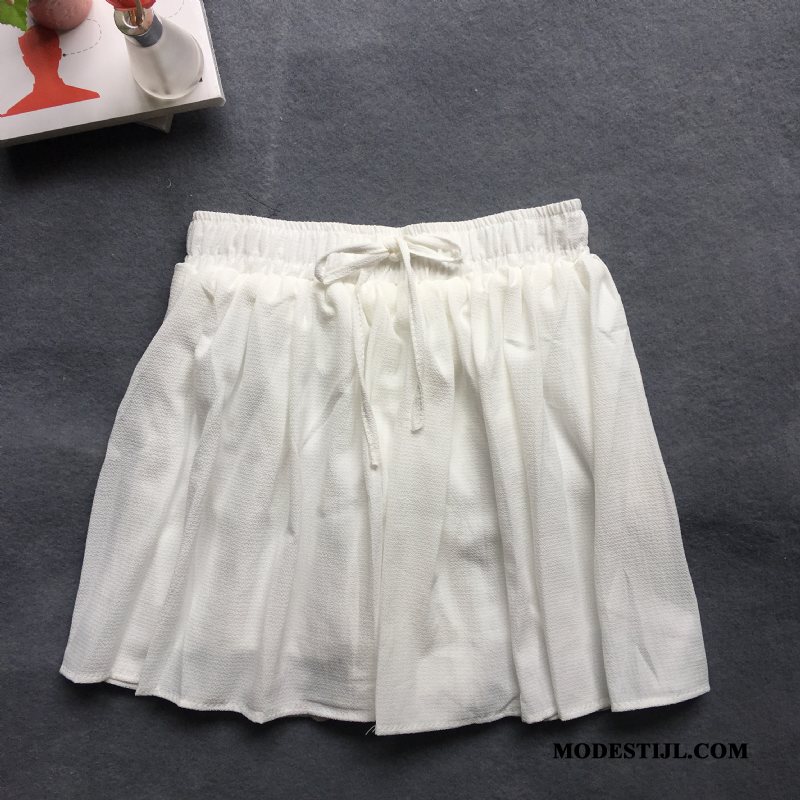 Dames Shorts Online Hoge Taille Casual Chiffon Dunne 2019 Legergroene Zandkleur