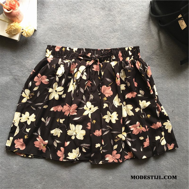 Dames Shorts Online Hoge Taille Casual Chiffon Dunne 2019 Legergroene Zandkleur