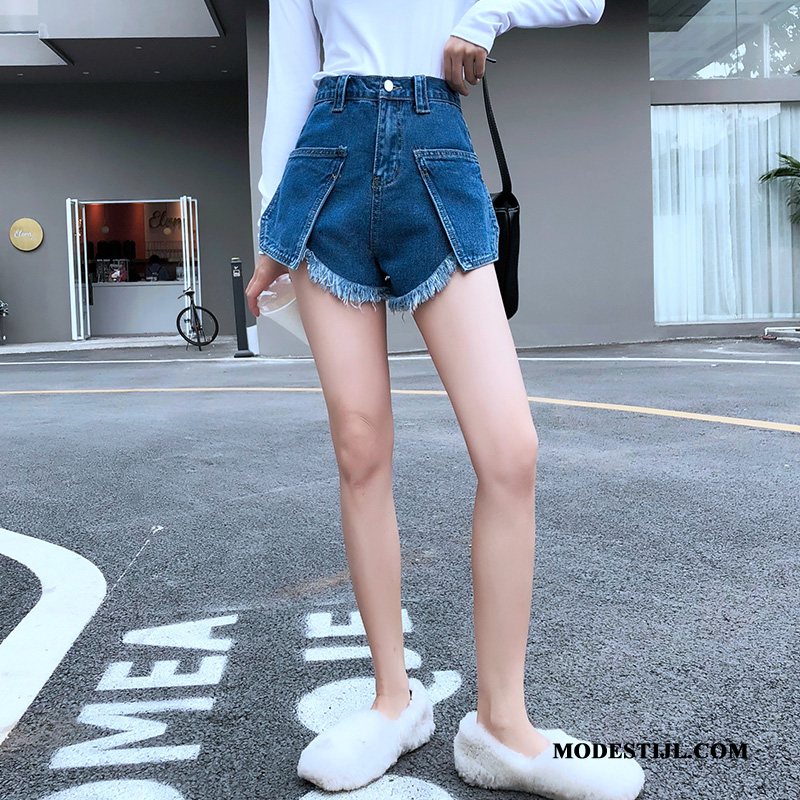 Dames Shorts Online Nieuw Trend 2019 Spijkerbroek Jeans Denim Donkerblauw